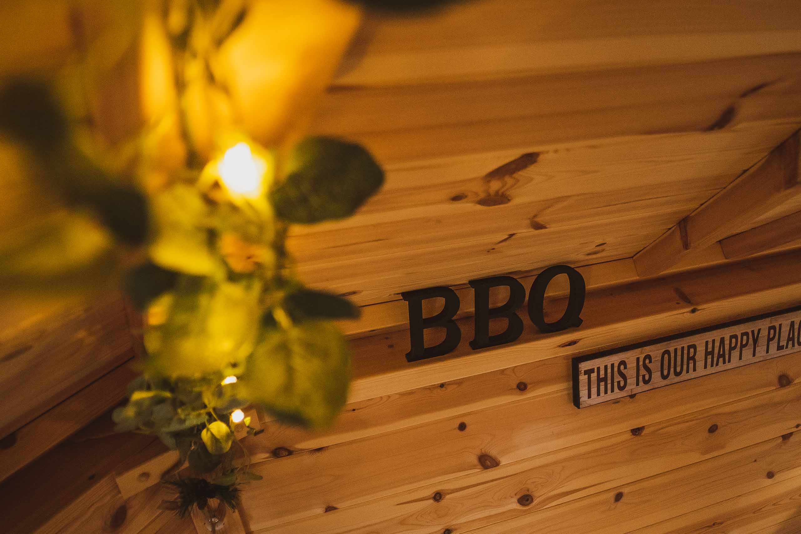 BBQ sign in cabin